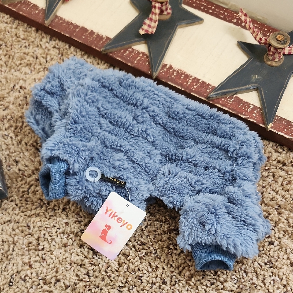 Blue Fuzzy Dog Sweater